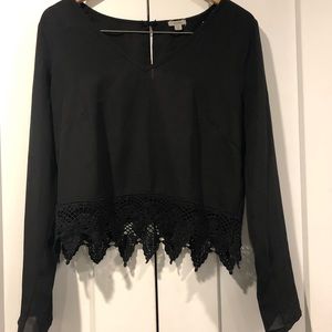 Black long sleeve lace top